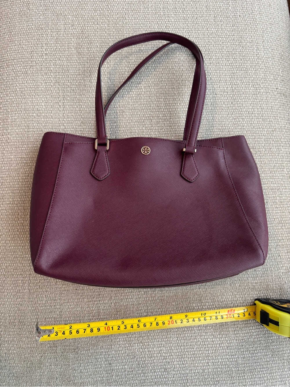 Tory Burch Saffiano Leather Tote in Plum
